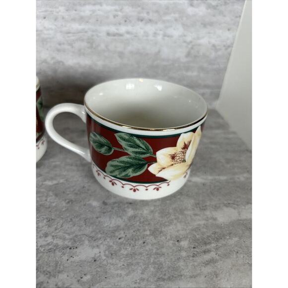 Gibson Everyday China Sweet Magnolia Pattern Cup Mug Set Of 4 - Picture 6 of 16